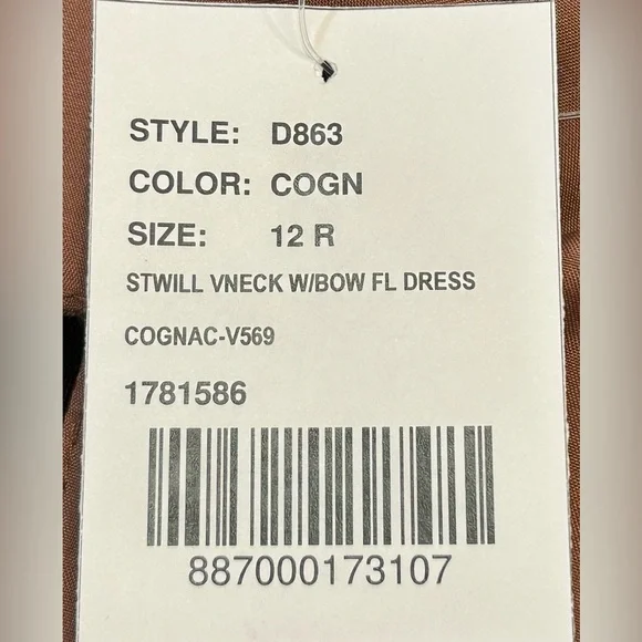 NWT Alfred Sung Deep V-Back Satin Trumpet Dress, One-Shoulder Bow in Cognac, 12R - Picture 11 of 16